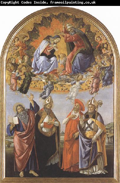 Sandro Botticelli Coronation of the Virgin,with Sts john the Evangelist,Augustine,jerome and Eligius or San Marco Altarpiece (mk36)